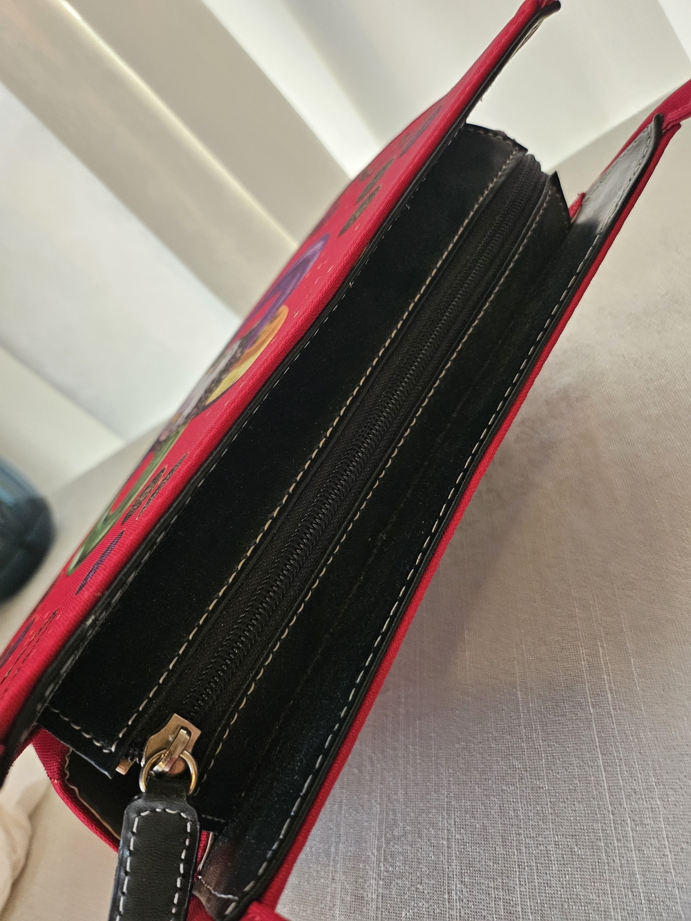 Red Sequin Jester Appliqué Shoulder Bag Vintage Mardi Gras Purse Bold Bright - Picture 9 of 16